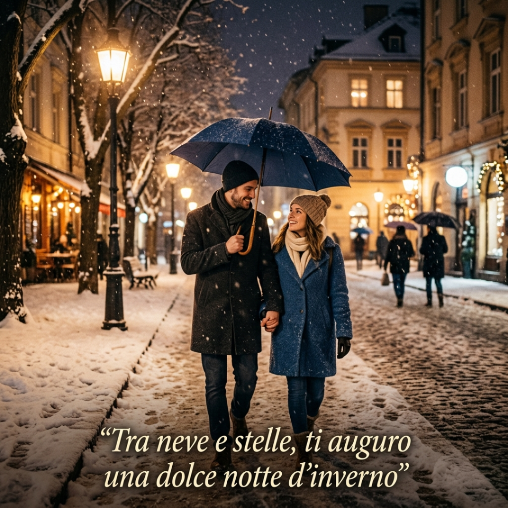 Tra neve e stelle, ti auguro una dolce notte d’inverno