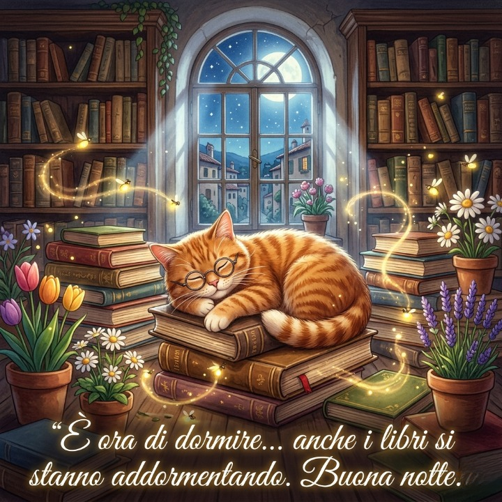 È ora di dormire... anche i libri si stanno addormentando. Buona notte!