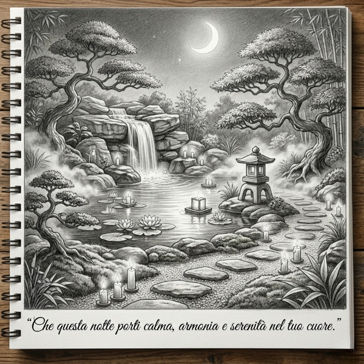 “Che questa notte porti calma, armonia e serenità nel tuo cuore.”