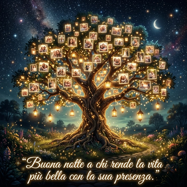 “Buona notte a chi rende la vita più bella con la sua presenza.”