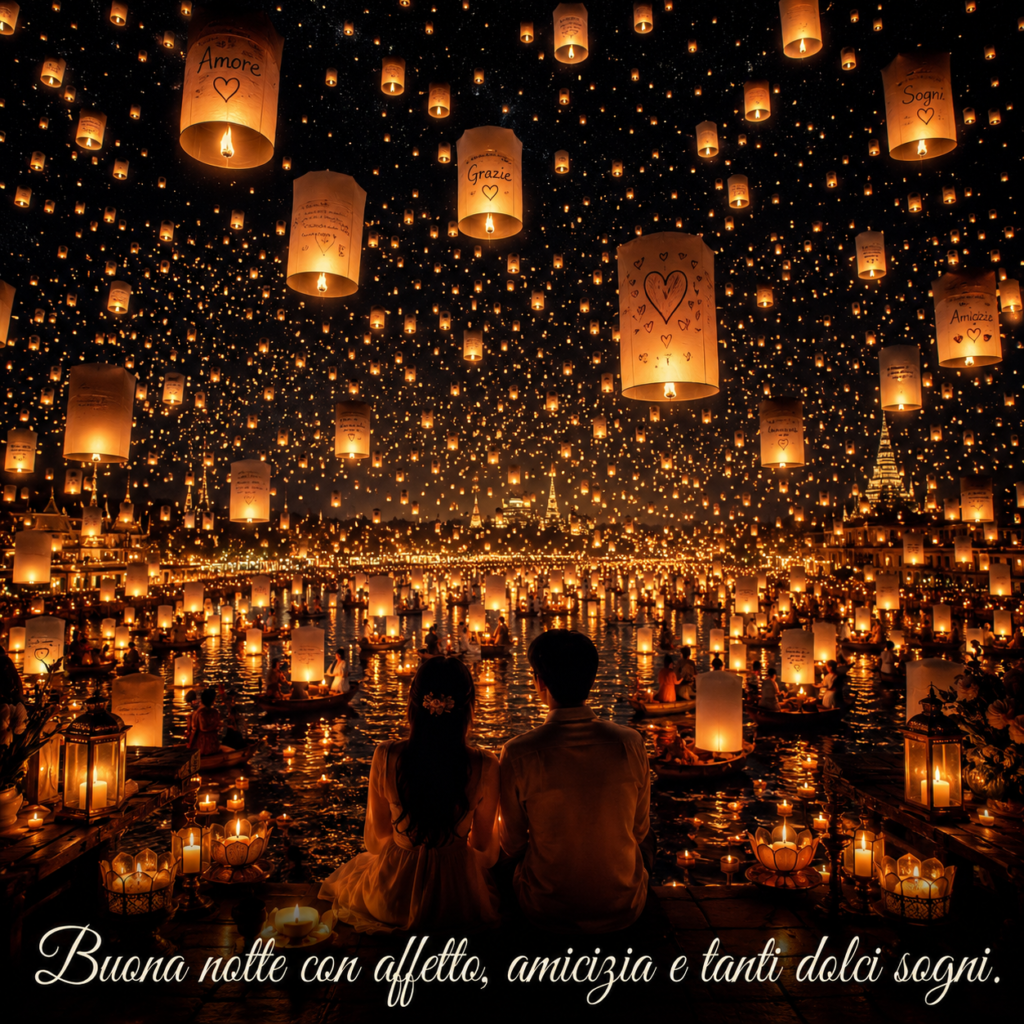 “Buona notte con affetto, amicizia e tanti dolci sogni.”